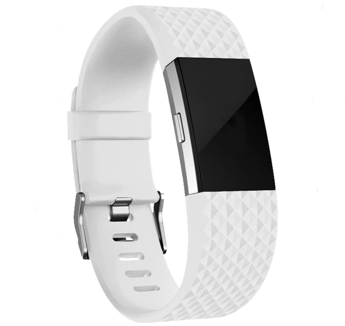 Fitbit Charge 2 diamant silicone band - wit - Maat L