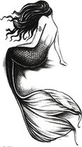 Tattoo shy mermaid - plaktattoo - tijdelijke tattoo - 10.5 cm x 6 cm (L x B)