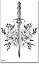 Tattoo king Arthur - plaktattoo - tijdelijke tattoo - 12 cm x 9 cm (L x B)