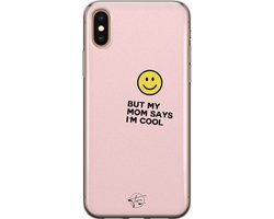 Hoesje geschikt voor iPhone Xs Max - I'm cool quote - Soft Case - TPU - Tekst - Roze - Mooie Telefoonhoesjes