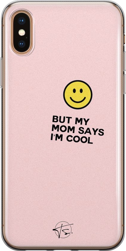 Hoesje geschikt voor iPhone Xs Max - I'm cool quote - Soft Case - TPU - Tekst - Roze - Mooie Telefoonhoesjes