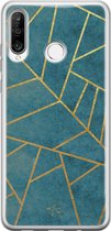 Mooie Telefoonhoesjes - Hoesje geschikt voor Huawei P30 Lite - Abstract blauw - TPU Siliconen Backcover - Print - Blauw
