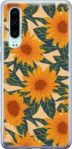 Huawei P30 hoesje - Zonnebloemen - Siliconen - Soft Case Telefoonhoesje - Bloemen - Geel