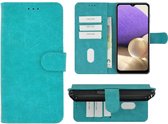 Hoesje Samsung Galaxy A22 5G - 5G - Bookcase - Pu Leder Wallet Book Case Turquoise Cover