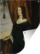 Tuinschilderij Portret van Amalia van Solms - Schilderij van Gerard van Honthorst - 60x80 cm - Tuinposter - Tuindoek - Buitenposter