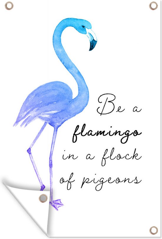 Décoration murale Blauw - Violet - Flamingo - 120x180 cm - Poster de jardin - Toile de jardin