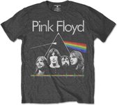 Pink Floyd Heren Tshirt -M- DSOTM Band & Pulse Grijs