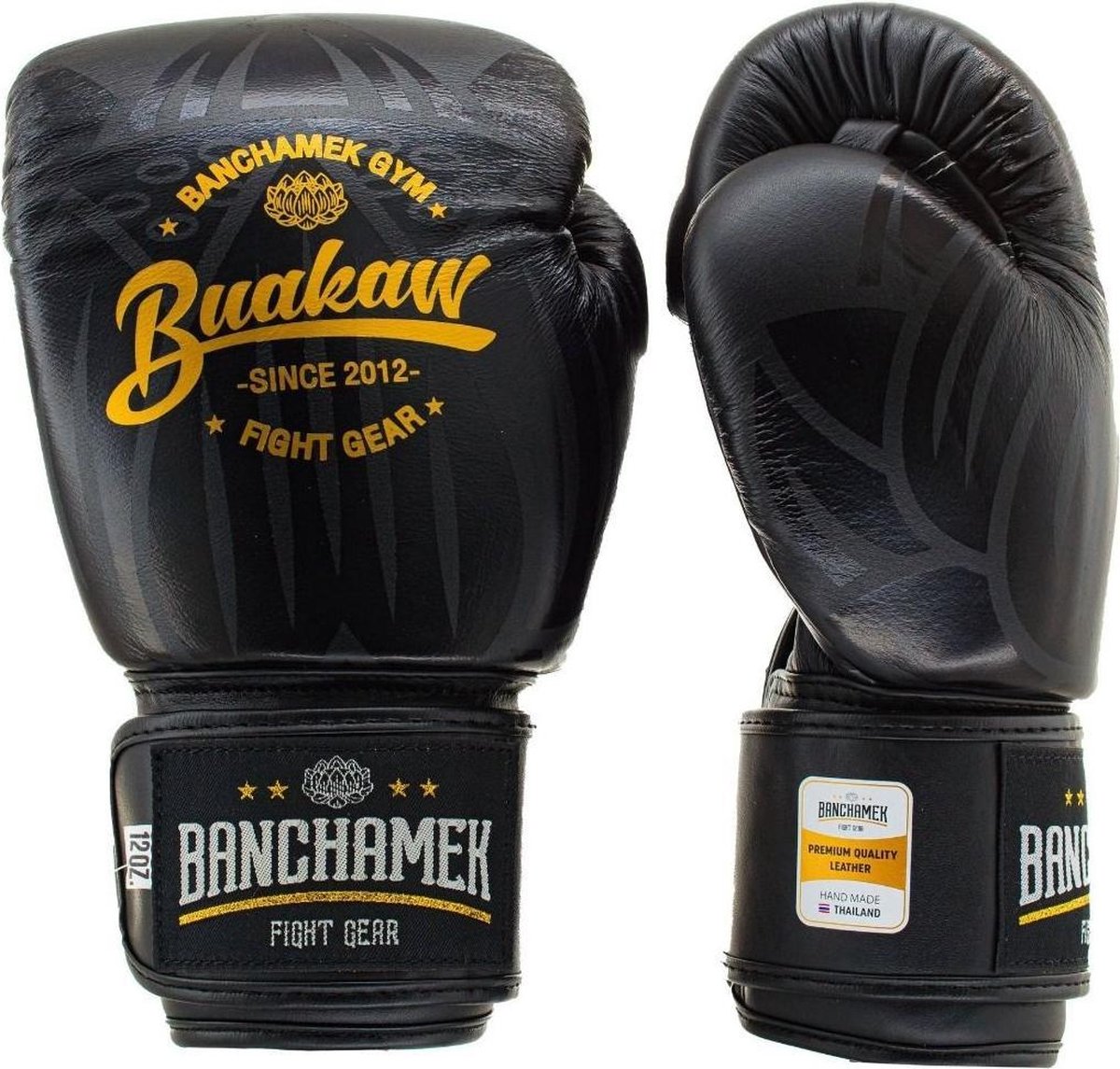 Buakaw Benchamek Bokshandschoenen Zwart Leer Kies hier uw maat Bokshandschoenen: 14 OZ