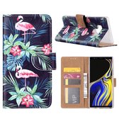 FONU Boekmodel Hoesje Flamingo's Samsung Galaxy Note 9