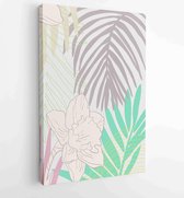 Summer tropical wall arts vector. Palm leaves, coconut leaf, monstera leaf, line arts 4 - Moderne schilderijen – Vertical – 1922500793 - 40-30 Vertical