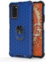 Voor Huawei Honor V30 / V30 Pro schokbestendige honingraat PC + TPU ringhouder beschermhoes (blauw)