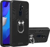 Voor OPPO A9 2020 2 in 1 Armor Series PC + TPU beschermhoes met ringhouder (zwart)