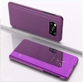 Voor Xiaomi Poco X3 NFC vergulde spiegel horizontale flip lederen tas met houder (paars)