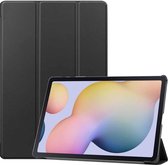 Voor Samsung Galaxy Tab S7 Plus Custer Texture Smart PU lederen tas met slaap- / wekfunctie en 3-voudige houder (zwart)