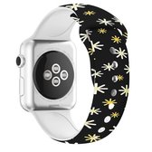 Voor Apple Watch Series 6 & SE & 5 & 4 40mm / 3 & 2 & 1 38mm Christmas Printing siliconen horlogeband (sneeuwvlokken op zwart)