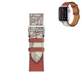 Voor Apple Watch Series 6 & SE & 5 & 4 40 mm / 3 & 2 & 1 38 mm zeefdruk patroon lederen horlogeband (steenrood)