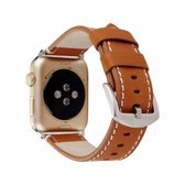 Kalfsleer lederen horlogeband voor Apple Watch Series 6 & SE & 5 & 4 40 mm / 3 & 2 & 1 38 mm (bruin)
