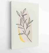 Botanical wall art vector set. Golden foliage line art drawing with watercolor 1 - Moderne schilderijen – Vertical – 1931500550 - 115*75 Vertical