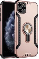 Metalen ringhouder 360 graden roterende TPU + pc-beschermhoes voor iPhone 12 Pro (roségoud)