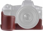 1/4 inch schroefdraad PU lederen camera halve behuizing basis voor Canon EOS R (koffie)