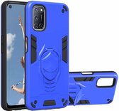 Voor OPPO A52 2 in 1 Armor Knight Series PC + TPU beschermhoes met onzichtbare houder (donkerblauw)