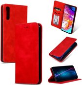 Retro Skin Feel Business Magnetische Horizontale Leren Flip Case voor Samsung Galaxy A70 (Rood)