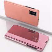 Voor OPPO Reno 4 vergulde spiegel horizontale flip lederen tas met houder (rose goud)