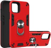 Voor iPhone 12/12 Pro Armor Series PC + TPU beschermhoes met ringhouder (rood)