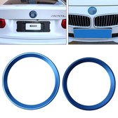 2 Stks / set Zinklegering Stuurwiel Decoratie Ring Sticker Logo Auto Styling Wijziging Auto Voorkant Logo Ring Decoratie Achterklep Trimkap Embleem Ringen voor BMW 3 Serie (Blauw)