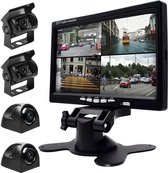 K0164 7 inch HD Car 18 IR Nachtzicht Achteruitrijback-up Vier camera's Achteruitrijmonitor