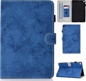 Voor Galaxy Tab S6 Lite Naaigaren Horizontaal Effen kleur Platte lederen tas met slaapfunctie & penhoes & antislipstrip & kaartsleuf en houder (blauw)