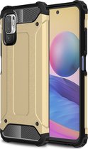 Mobigear Hoesje geschikt voor Xiaomi Redmi Note 10 5G Telefoonhoesje Hardcase | Mobigear Outdoor Backcover Shockproof | Schokbestendig Redmi Note 10 5G Telefoonhoesje | Anti Shock Proof - Goud