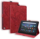 Voor Amazon Fire HD 8 (2020) Love Butterfly Pattern Horizontal Flip Leather Case met houder en slaap- / wekfunctie (rood)