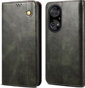 Voor Huawei P50 Pro Simple Wax Crazy Horse Textuur Horizontale Flip Leather Case met Kaartsleuven & Houder (Donkergroen)