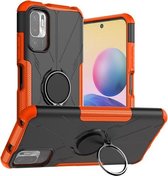 Voor Geschikt voor Xiaomi Redmi Note 10 5G Armor Bear schokbestendige pc + TPU-beschermhoes met ringhouder (oranje)