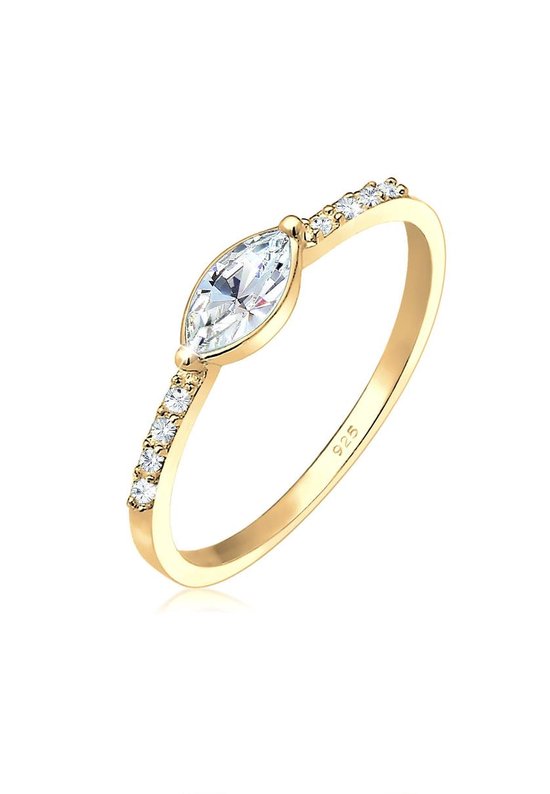 Elli Dames Ring Dames Engagement Elegant met Kristallen in 925 Sterling Zilver