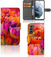 GSM Hoesje Geschikt voor Samsung Galaxy S21 FE Cover met Tekst Tulips
