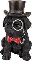 Clayre & Eef Decoratie Beeld Hond 13*9*17 cm Zwart Kunststof Decoratief Figuur Decoratieve Accessoires Woonaccessoires