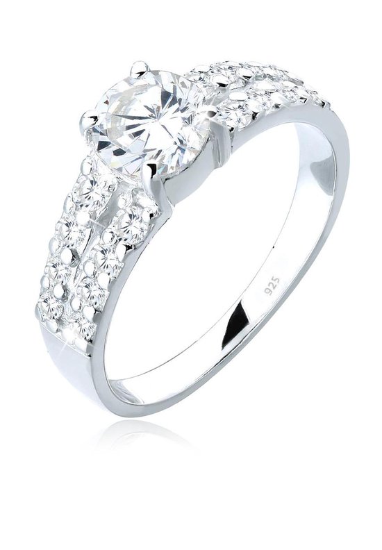 Elli Dames Ringen Dames Engagement Glanzend met Zirconia Kristallen in 925 Sterling Zilver