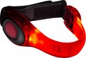 Rode Bee-Safe reflecterende armband met zwarte band.