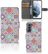 Book Case met foto Geschikt voor Samsung Galaxy S21 FE GSM Hoesje Tiles Color