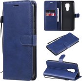 Voor Motorola Moto G Play 2021 Effen Kleur Horizontale Flip Beschermende Lederen Case met Houder & Kaartsleuven & Portemonnee & Fotolijst & Lanyard (Blauw)