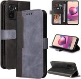 Voor Xiaomi Redmi Note 10 5G / Poco M3 Pro Zakelijke stiksels-kleur Horizontale Flip PU lederen tas met houder & kaartsleuven & fotolijst (grijs)