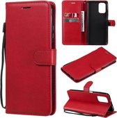 Voor Xiaomi Redmi Note 10 4G Effen Kleur Horizontale Flip Beschermende Lederen Case met Houder & Kaartsleuven & Portemonnee & Fotolijst & Lanyard (Rood)