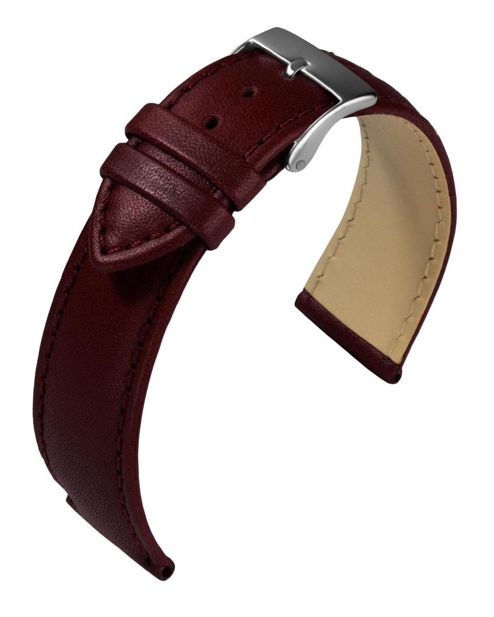 EULIT horlogeband - leer - 18 mm - bordeaux - metalen gesp