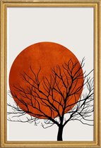 JUNIQE - Poster met houten lijst Winter Sunset -40x60 /Rood & Zwart