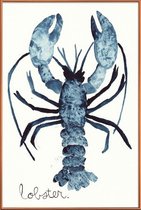 JUNIQE - Poster met kunststof lijst Lobster -30x45 /Blauw & Wit
