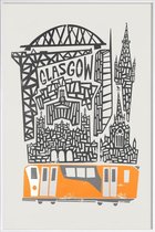 JUNIQE - Poster met kunststof lijst Glasgow Cityscape -13x18 /Grijs &