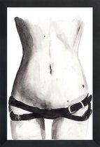 JUNIQE - Poster met houten lijst Tuesday with Kate -13x18 /Wit & Zwart