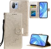 Voor Xiaomi Mi 11 Lite Totem Bloem Reliëf Horizontale Flip TPU + PU Lederen Case met Houder & Kaartsleuven & Portemonnee (Goud)